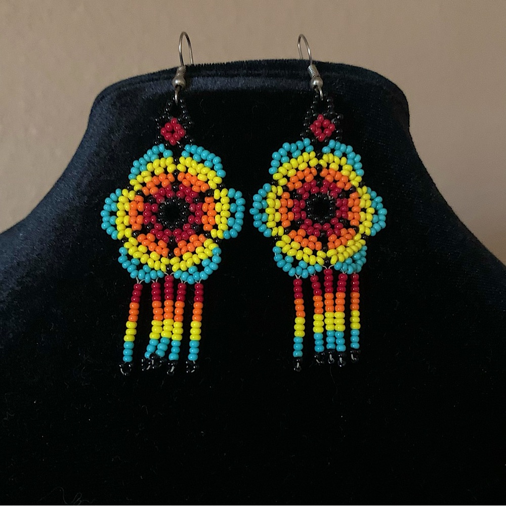Huichol Earring Set - Multicolored